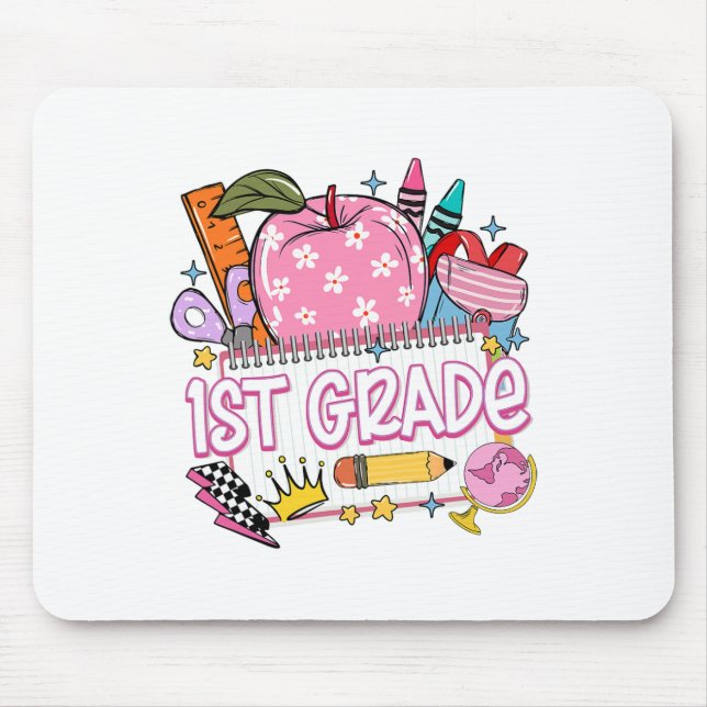 1st Grade Teacher Back To School Apple Notebook Re Mouse Mat (Front)