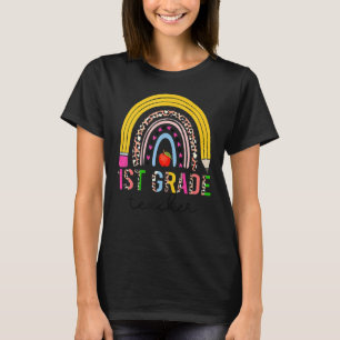 1st Grade Teacher Back To School Rainbow Leopard T T-Shirt