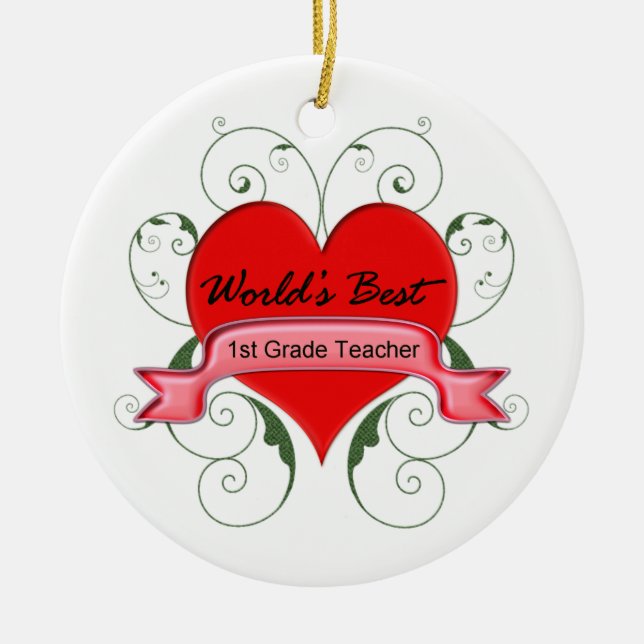 1st Grade Teacher Ceramic Tree Decoration (Front)