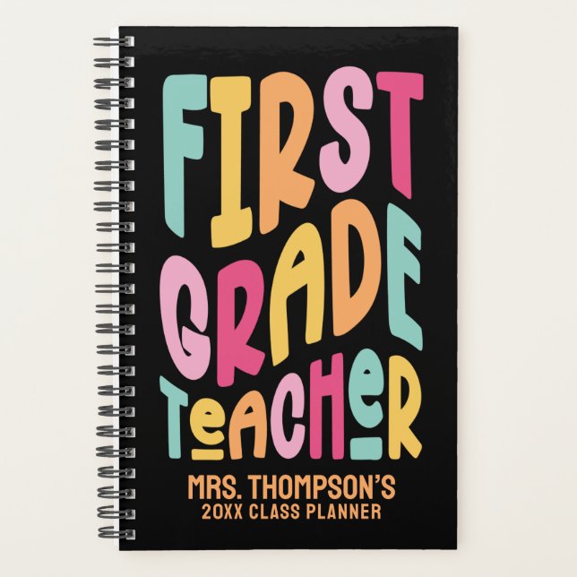 1st Grade Teacher Colorful Text Planner (Front)