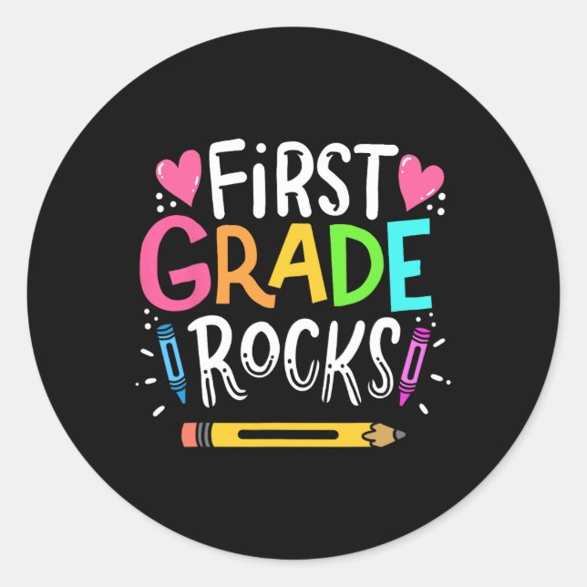 1st Grade Teacher Gift 1st Grade Rock  Classic Round Sticker (Front)