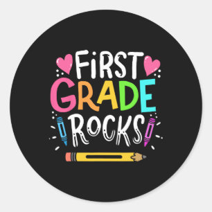 1st Grade Teacher Gift 1st Grade Rock  Classic Round Sticker