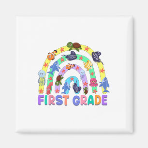 1st Grade Teacher Rainbow Ocean Animal First Grade Magnet