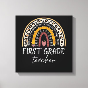 1st grade teacher rainbow teach love inspire lead canvas print