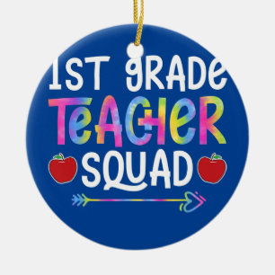 1st Grade Teacher Squad First Day of School Tie Ceramic Tree Decoration