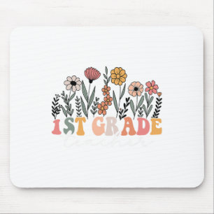 1st Grade Teacher Wildflower Floral Back To School Mouse Mat