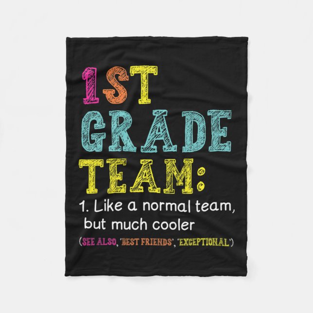 1st Grade Team Like Normal But Cooler Back To Scho Fleece Blanket (Front)