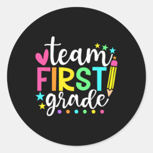 1st Grade Team Pencil Teacher Student Ck To School Classic Round Sticker