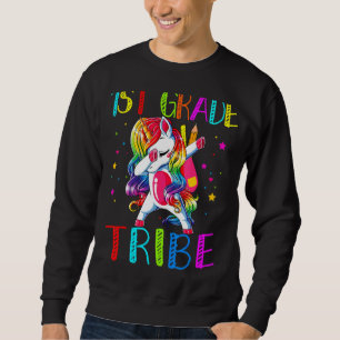 1st Grade Tribe Unicorn First Grade Teacher Back T Sweatshirt