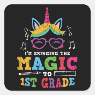 1st Grade Unicorn Back to School First Day Kids Square Sticker