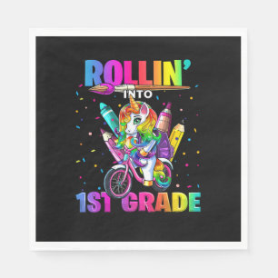 1st Grade Unicorn Back to School First Day of Scho Napkin
