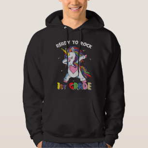 1st Grade Unicorn Back to School Ready Rock Kids Hoodie