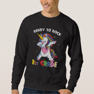 1st Grade Unicorn Back to School Ready Rock Kids Sweatshirt
