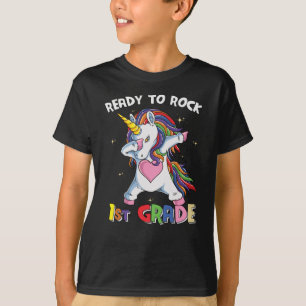 1st Grade Unicorn Back to School Ready Rock Kids T-Shirt