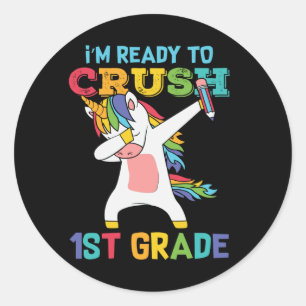 1st Grade Unicorn First Day of School Student Gift Classic Round Sticker