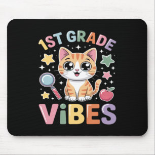 1st Grade Vibes Back To School Cute Cat For Girls Mouse Mat