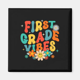 1st Grade Vibes Ck To School Retro First Grade Tea Magnet