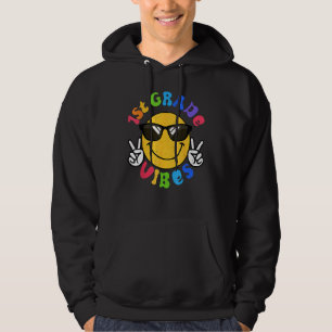 1st Grade Vibes Happy Face Smile Gift Back To Scho Hoodie