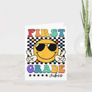1st Grade Vibes Smile Face Back To School Girls Fi Card