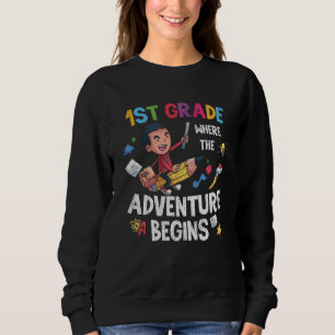 1st Grade Where Adventure Begins Back to School Sweatshirt