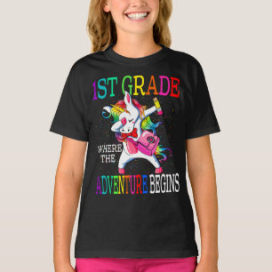 1st Grade Where The Adventure Begins Unicorn T-Shirt