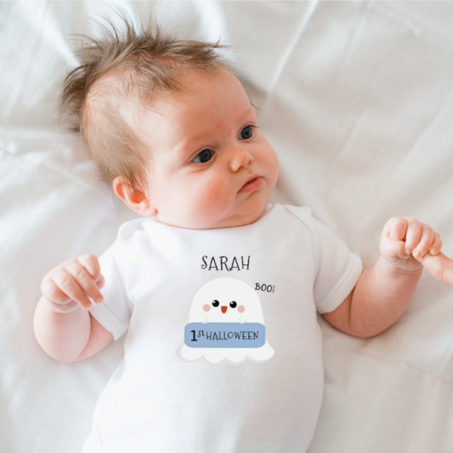 1st Halloween Cute Ghost Baby Bodysuit (my 1st Halloween, personalize name, little boo!, baby bodysuit )