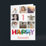 1st Happy Birthday Photo Collage Modern Pink Card<br><div class="desc">1st Happy Birthday Photo Collage Modern Pink Card with personalised name. For further customisation,  please click the "Customise it" button and use our design tool to modify this template.</div>