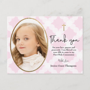 1st holy communion thank you photo postcard