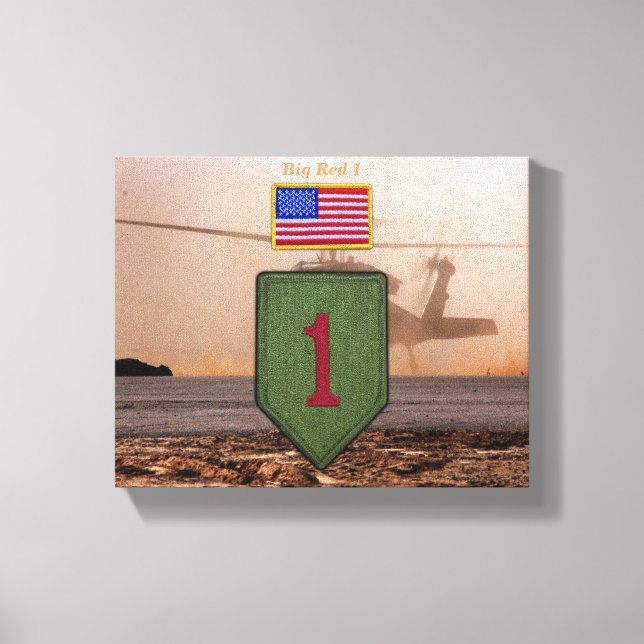 1st infantry big red 1 veterans vets patch canvas print (Front)