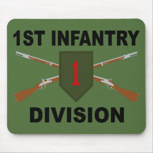 1st Infantry Division - Crossed Rifles - With Text Mouse Mat