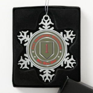 1st Infantry Division   Snowflake Pewter Christmas Ornament