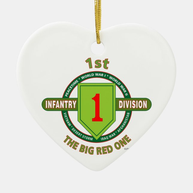 1ST INFANTRY DIVISION "THE BIG RED ONE" CERAMIC TREE DECORATION (Front)