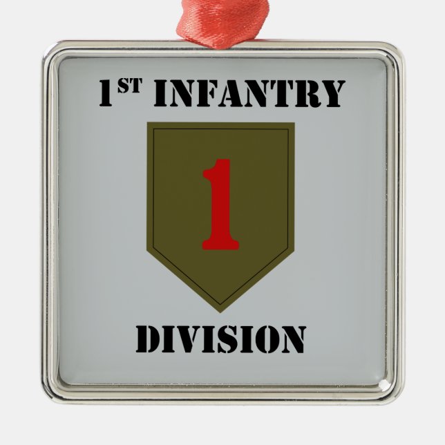 1st Infantry Division With Text Metal Tree Decoration (Front)