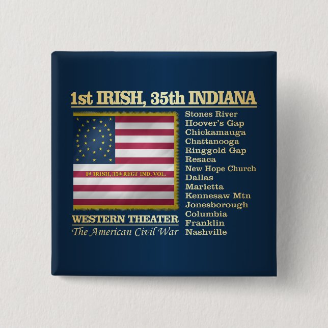 1st Irish, 35th Indiana Infantry (BH) 15 Cm Square Badge (Front)