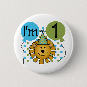 1st Lion Birthday Tshirts and Gifts 6 Cm Round Badge