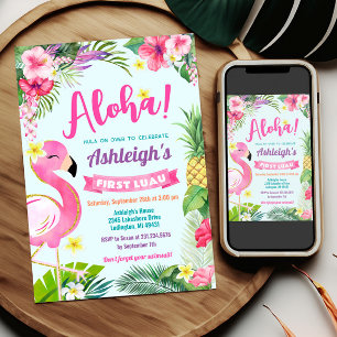 1st Luau Birthday Tropical Summer Invitation