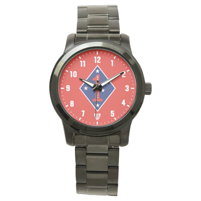 1st Marine Division Veteran RD Stainless Steel Watch (Front)