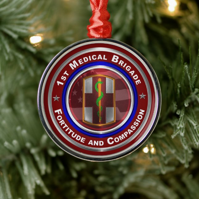 1st Medical Brigade Keepsake Christmas Metal Tree Decoration (Tree)