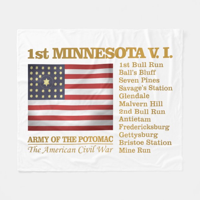 1st Minnesota Volunteer Infantry (BH) Fleece Blanket (Front (Horizontal))