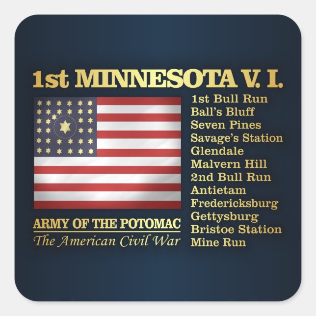 1st Minnesota Volunteer Infantry (BH) Square Sticker (Front)