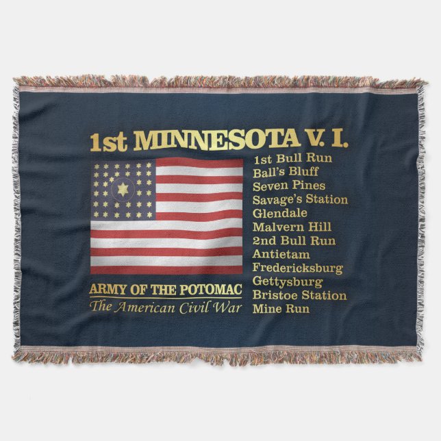 1st Minnesota Volunteer Infantry (BH) Throw Blanket (Front)