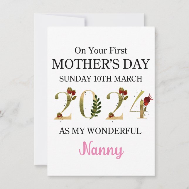 1st Mothers Day Card As My Nanny, Happy 1st Mother (Front)