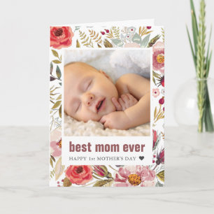 1st Mother's Day Floral Photo Greeting Card