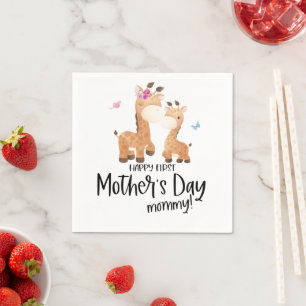 1st Mothers Day Giraffe Napkin