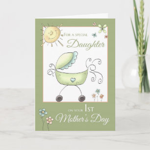 1st Mother's Day - Special Daughter - Baby Carriag Card