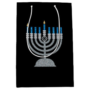 1st Night of Hanukkah Glitter Medium Gift Bag