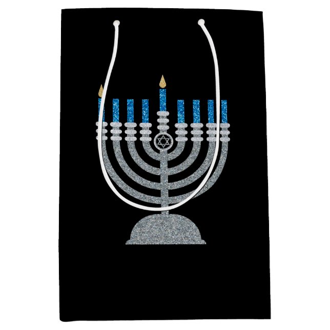 1st Night of Hanukkah Glitter Medium Gift Bag (Front)