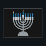 1st Night of Hanukkah Glitter Postcard<br><div class="desc">Hanukkah 2022 will begin in the evening of Sunday 18 December and ends in the evening of Monday 26 December</div>