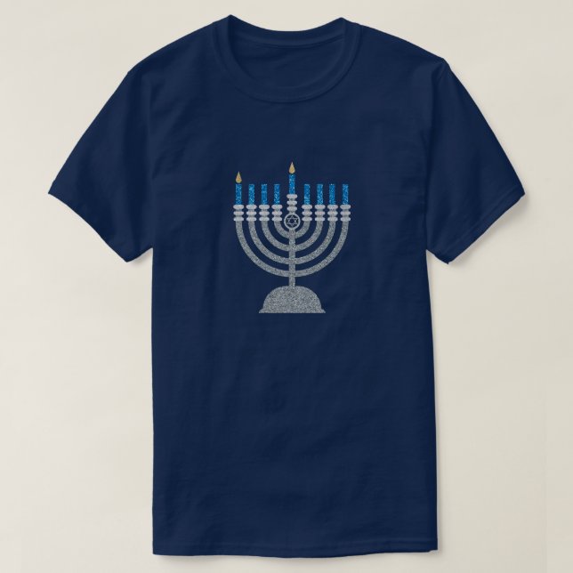 1st Night of Hanukkah Glitter T-Shirt (Design Front)