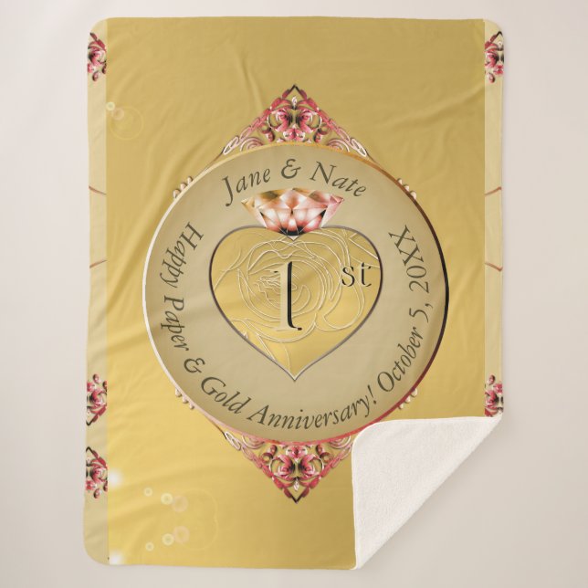 1st or 50th Golden Anniversary Sherpa Blanket (Front)